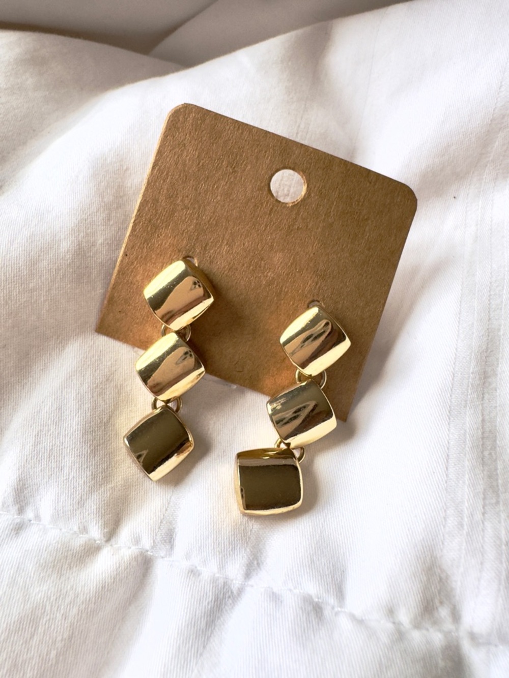 Vintage Monet Triple Cube Drop Earrings